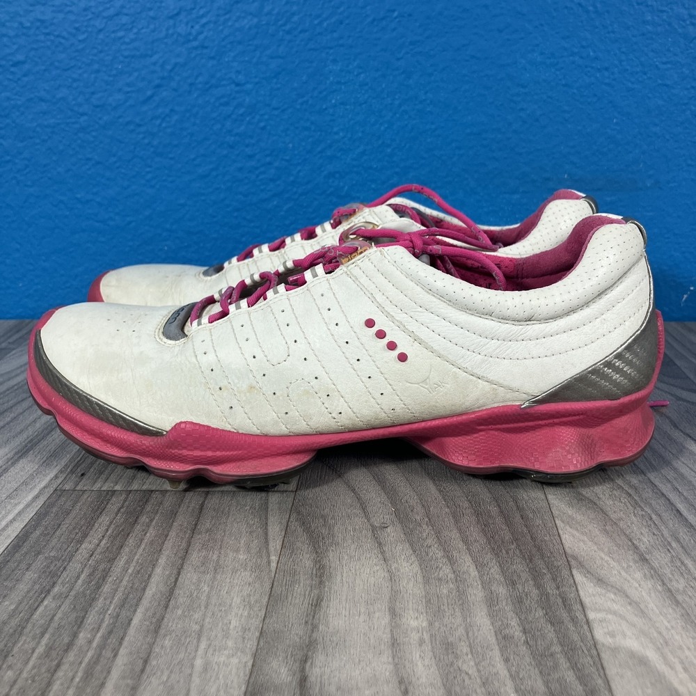 ECCO BIOM Hybrid 2 Women's Golf Shoes White Pink US 10-10.5 EU 41 Spiked Cleats